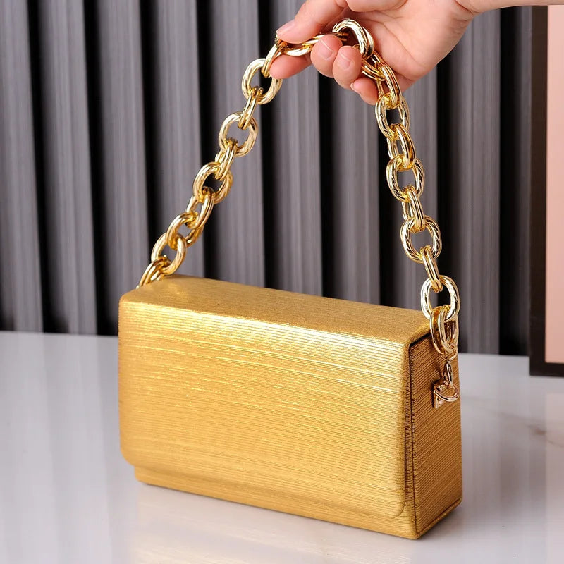 European and American Fashion Simple Evening Bag Dress Party Bride Bag Yellow Small Square Bag Chaozhou Factory Cro