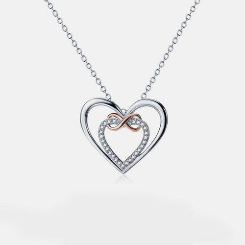 Heart Shape Inlaid Zircon 925 Sterling Silver Necklace for Women