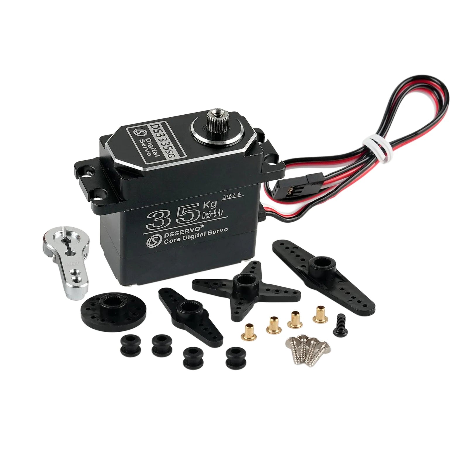 35Kg All-Metal Digital Servo DS3335 180/270/360 Degree Carbon Brush Servos IP67 Waterproof Metal Gear For RC Robot Cars Crawler