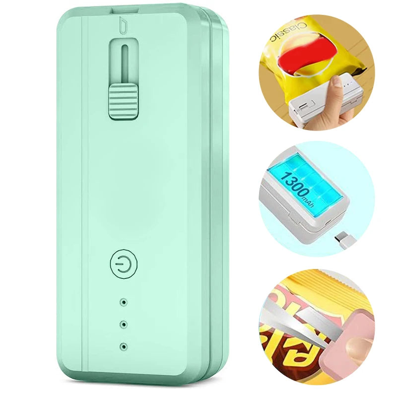 1300mAh Rechargeable Mini Bag Sealer and Cutter, 3 Variable Heat Modes, Widened Thermal Strip