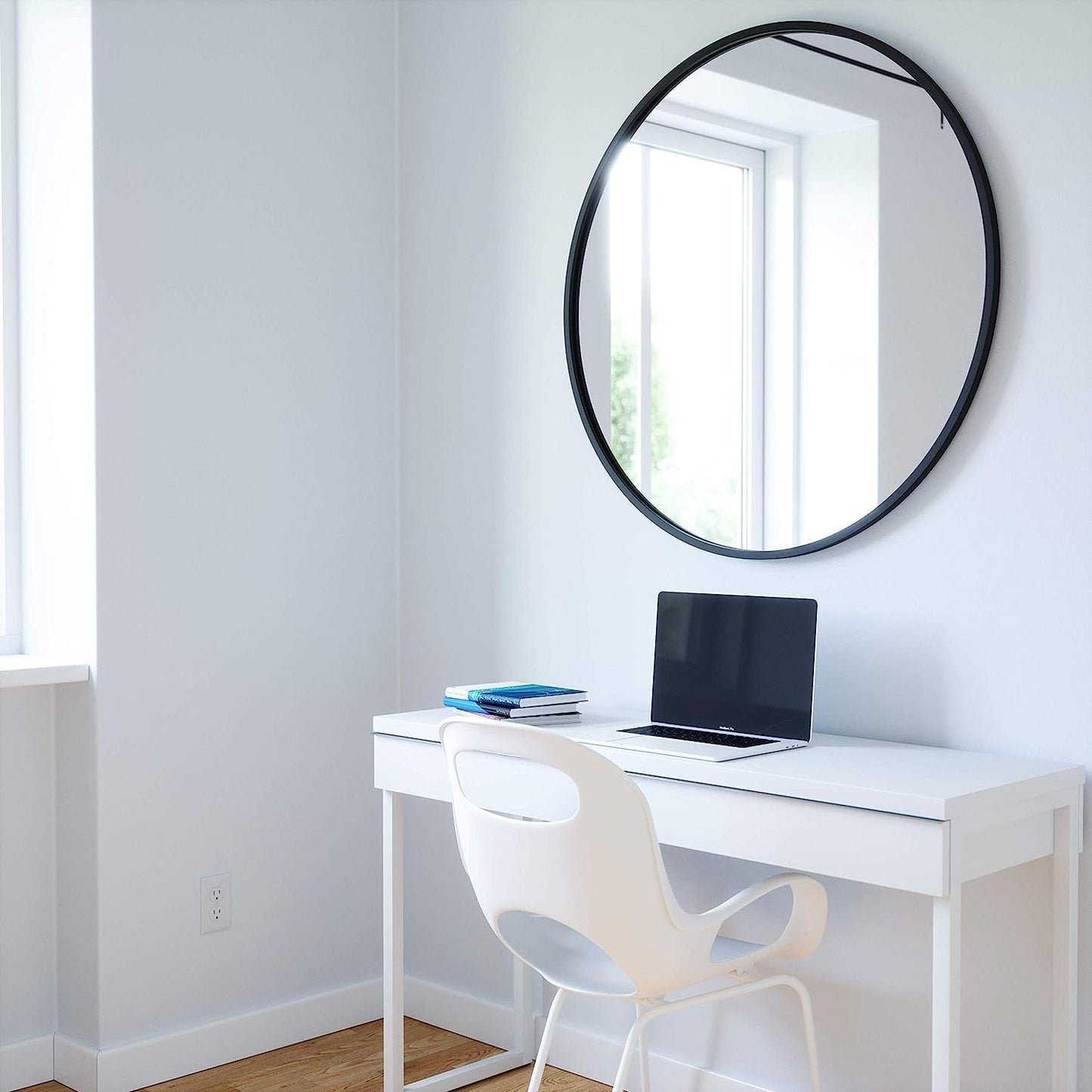 Round Rubber Wall Mirror 37 Inch Diameter With Protective Rubber Frame