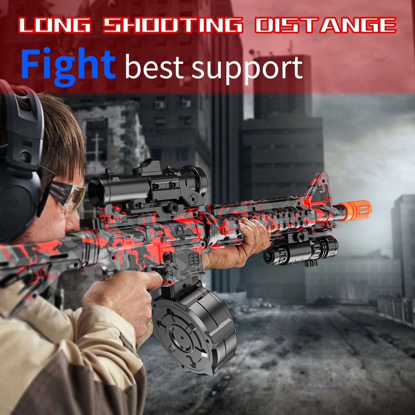 Blaster With Drum, Automatic Dual Mode Blaster, For Outdoor Activities -Perfect For Outdoor Team Games & Christmas Gifts, Black