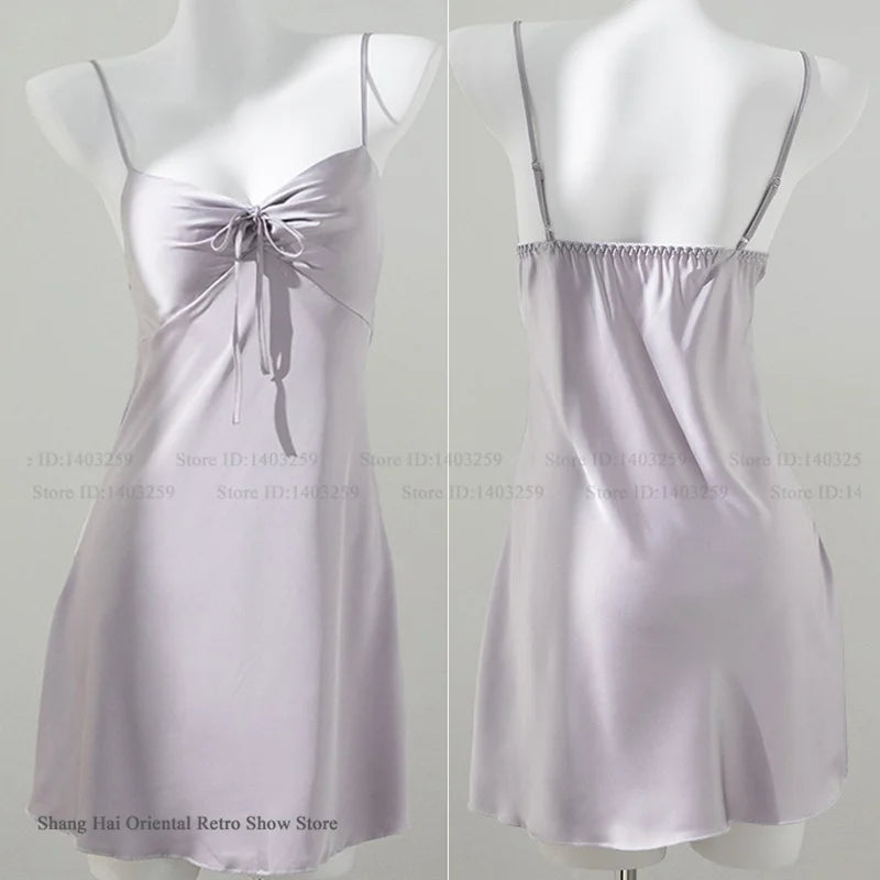 Female 2PCS Robe Nightgown Set Pajama Sexy Suspender Nightdress Lingerie Summer Kimono Bathrobe Gown Rayon Homewear Lounge Wear