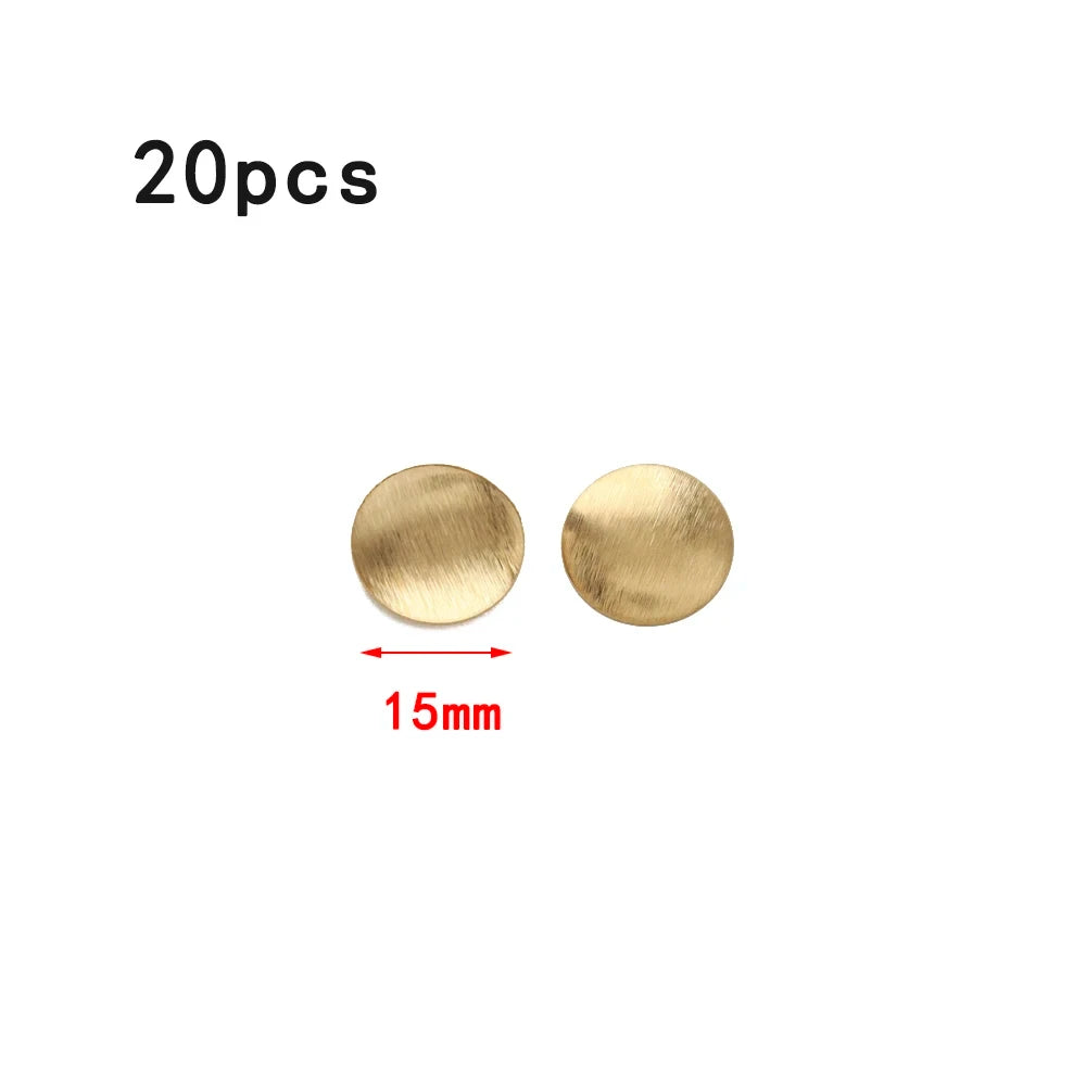 Raw Brass Brushed Round Convex Dome Discs Pendant Charms for Diy Hammered Jewelry Stud Earring Bracelet Necklace Making Findings