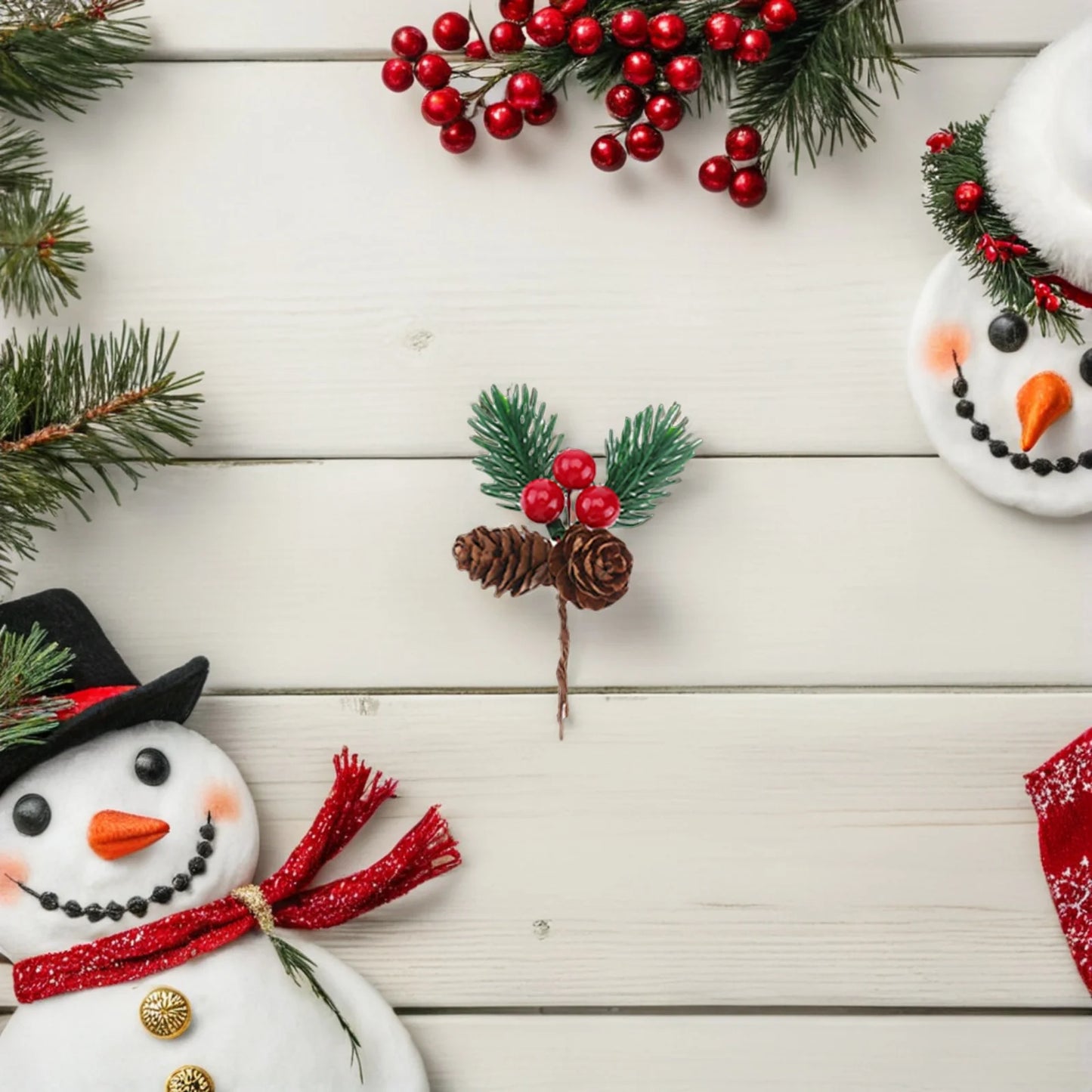 90 pcs  Artificial Pine Branches With Red Berries And Pine Cones Christmas Decorations For Wreaths Trees Garlands Centerpieces