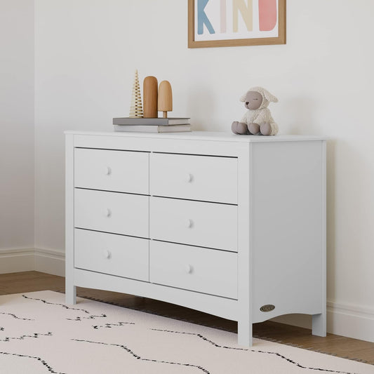 Noah White Six Drawer Dresser GREENGUARD Gold Certified