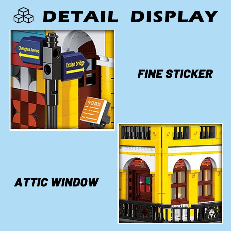 MOC Cafe Havana Shining House Building Blocks Model Street View Modular Desktop Decoration Assembly Kids Toys For Gifts