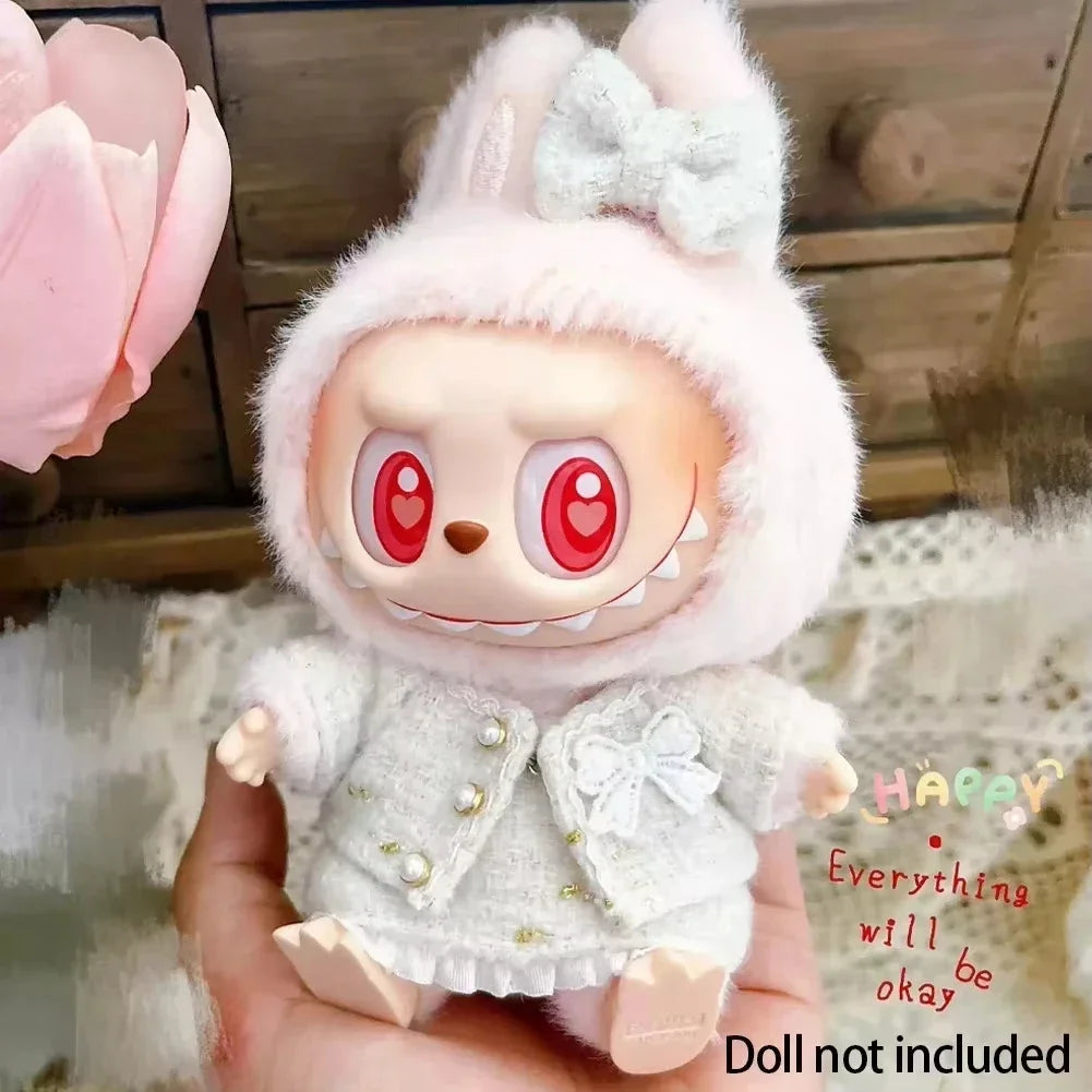 Cute Clothes for 17cm Labubu Doll Fashion V1V2 Idol Clothing DIY Kids Gift Dress for Labubu Cloak Clothes Hair Dolls Accessories