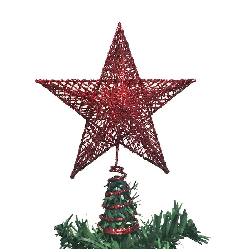 1pcs 15*20cm Gold Glitter Christmas Tree Top Iron Star Christmas Decorations For Home Xmas Tree Ornaments New Year Decor