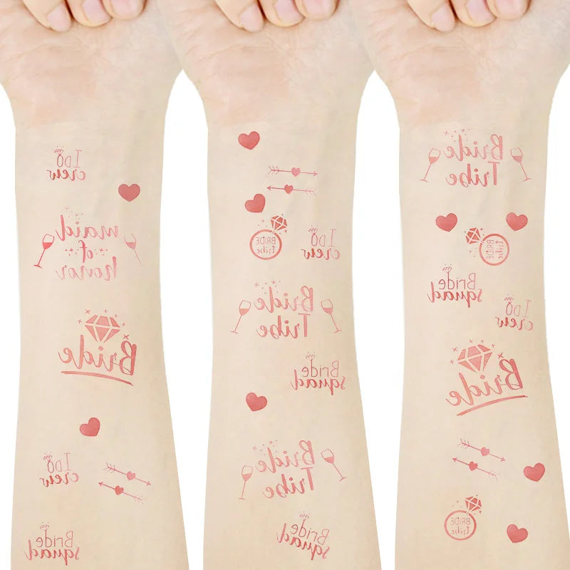 Bachelorette Party Tattoo Sticker Waterproof Golden Temporary Tattoos Bride To Be Sticker Bridal Shower Body Decoration Supplies