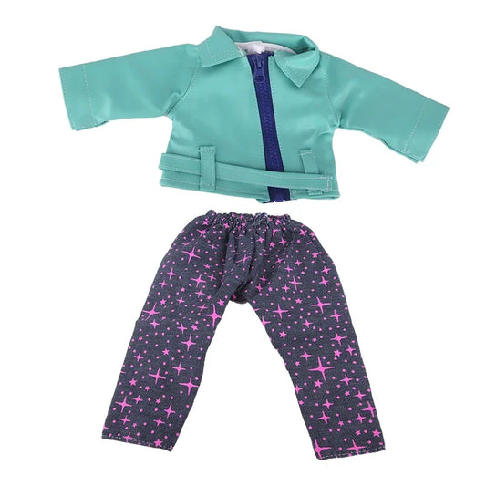 1 Set Leather Coat+T-shirt+Pants Doll Clothes Set For 17 Inch&43cm New Born Baby Doll Outfit For American 18 Inch Girl Dolls Toy