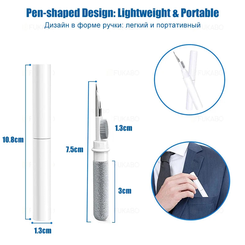 Earphone Cleaning Brush 3-in-1 Multi-Functional Cleaning Kit with Soft Brush, Suitable for Wireless Earphones Case Charging Pen