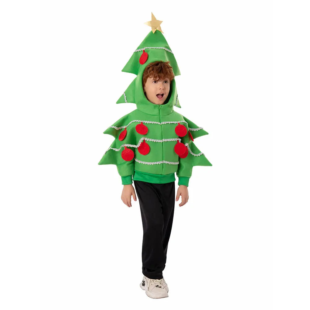 Kids Christmas Tree Cosplay Clothing Coat Boys Girls Children Stage Performance Costume Outfits Halloween Party Disguise Suit
