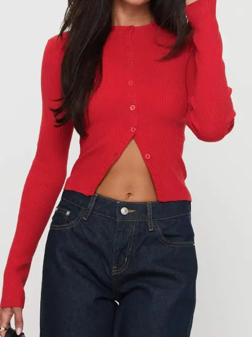 Y2K Hot Girl Pure Color Long-Sleeved Vest