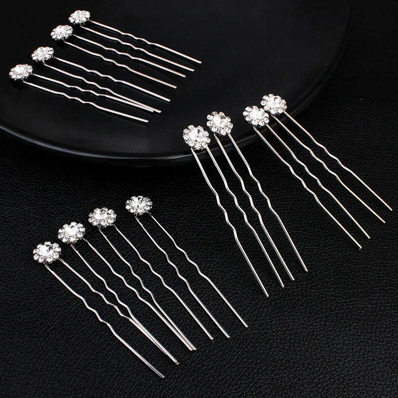 12PK/Set Fashion Rhinestone Flower Cute Hairpin Elegant Jewelry Hair Accessories Hairpin Party Headdress For Women