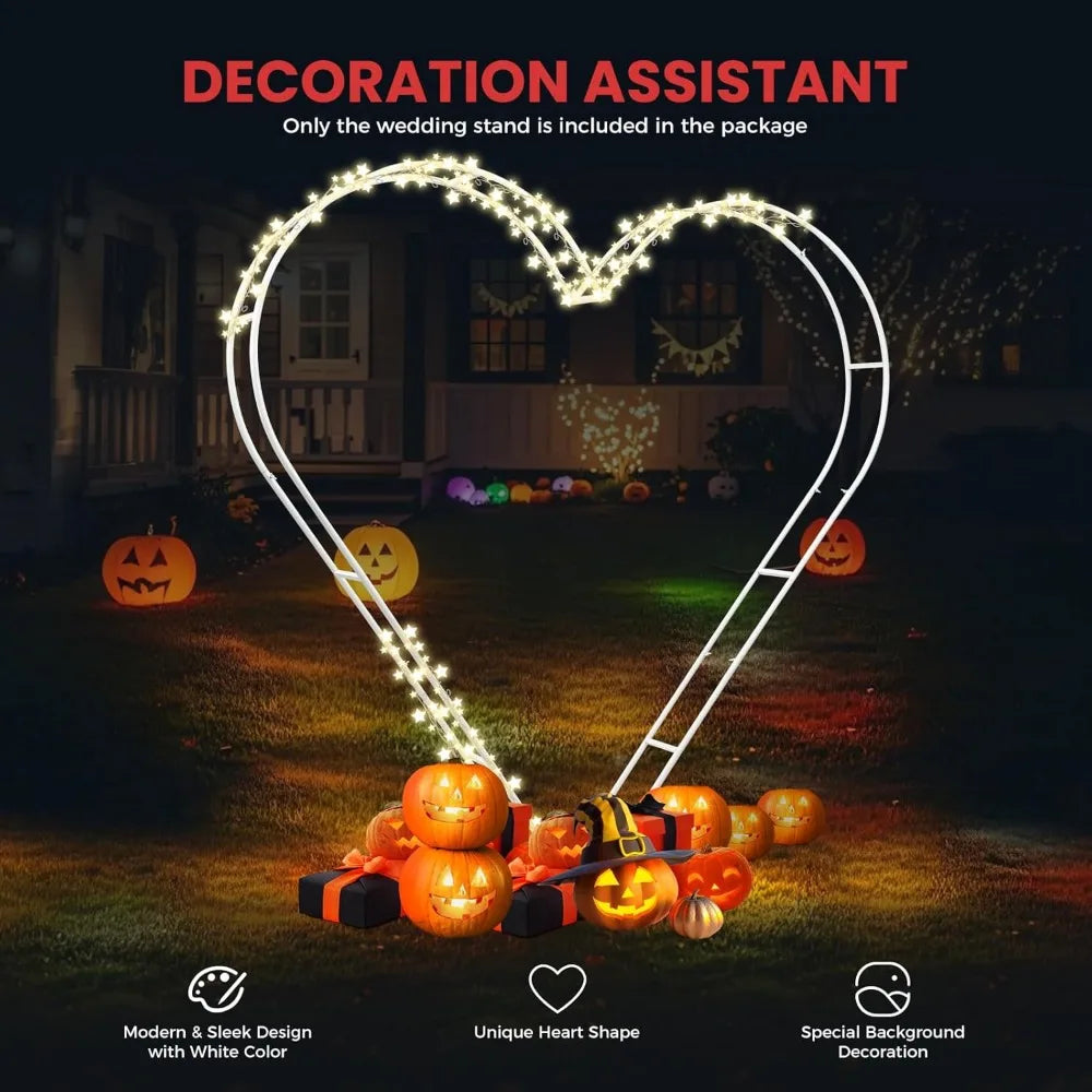 6.7FT Heart Shape Wedding Arch Stand with Base, Wedding Arches for Ceremony, Metal Balloon Arch Kit Wedding Heart Backdrop Stand