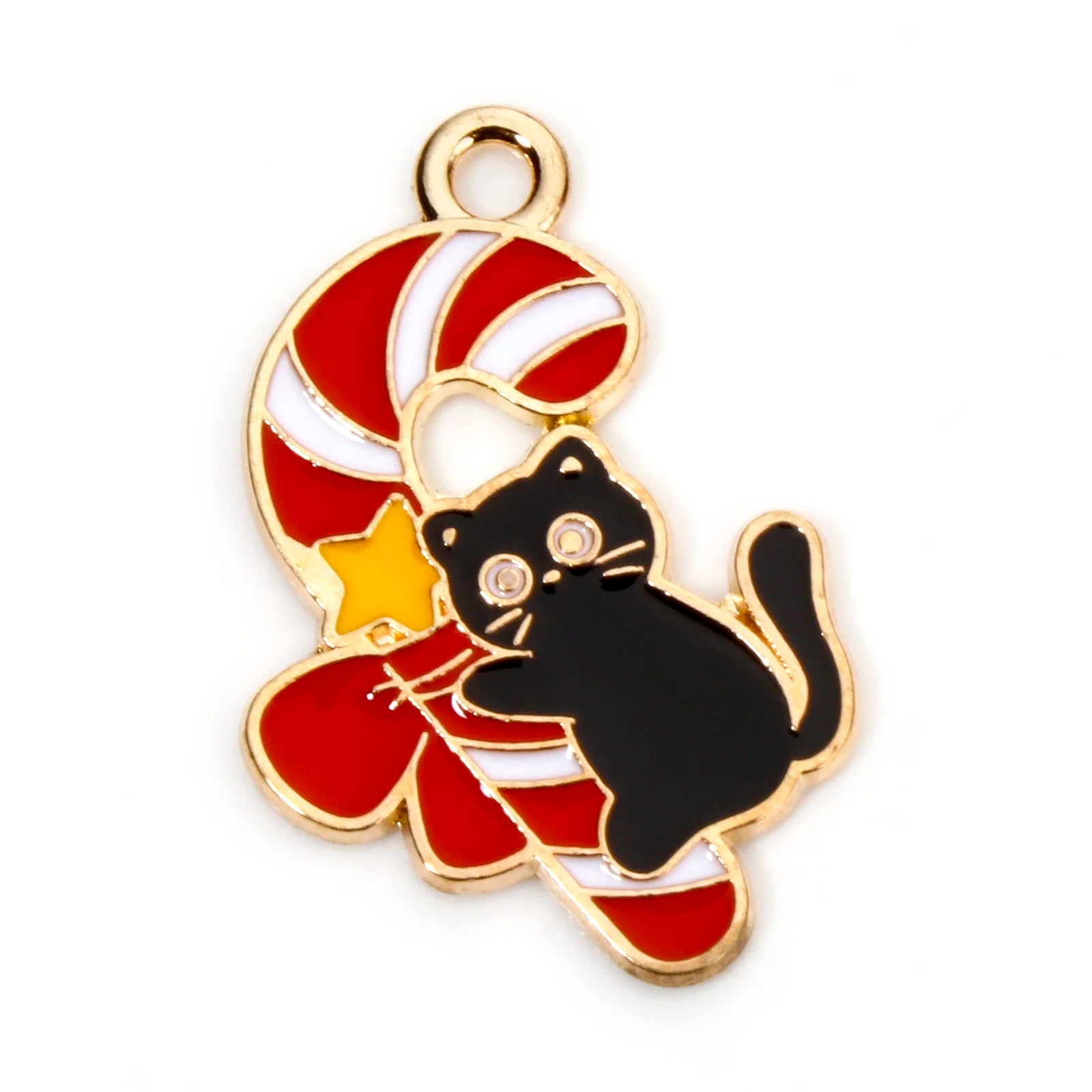 10pcs New Christmas Charms Multicolor Cat Animal Christmas Tree Bell Enamel Metal Pendants DIY Women Necklace Earrings Jewelry