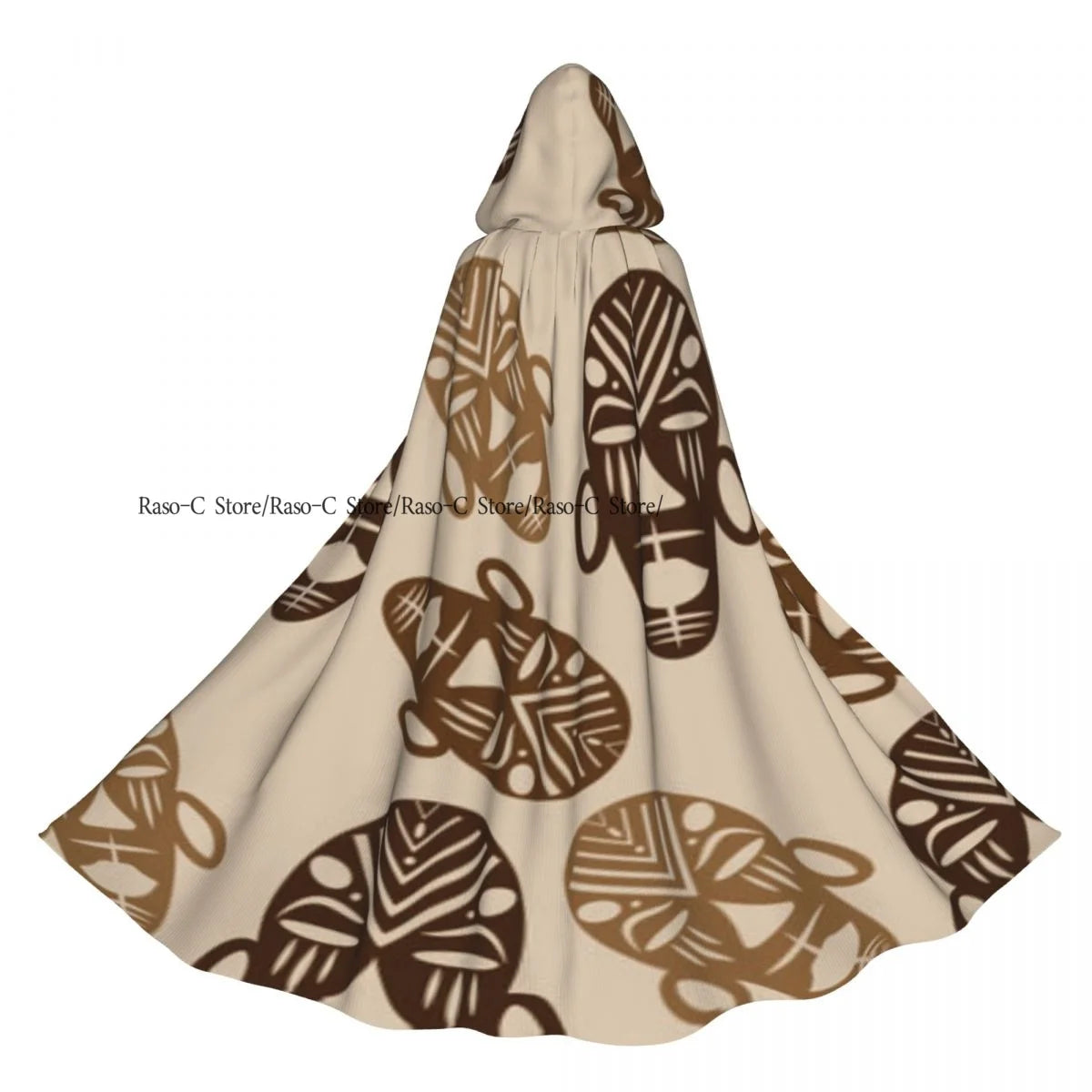 Unisex Adult Abstract Asian Of Drum Player Cloak with Hood Long Witch Costume Cosplay