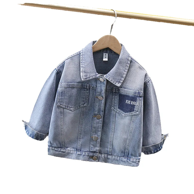 New Casual Baby Kids Denim Jacket with Pocket for Toddler Boy Classic Jeans Coat Infant Child Vintate Blue Jeans Jacket Outfits