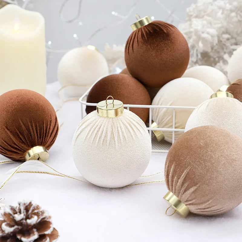 12Pcs/8cm Christmas Ball Decoration Supplies Exquisite Christmas Tree Ornaments Pendant New Year Home Party Decoration