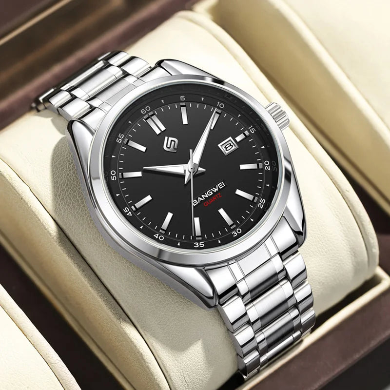 LIGE Watch Men Luxury Business Luminous Stainless Steel Male Quartz Wristwatches Waterproof Calendar Clock Relojs Hombre+Box