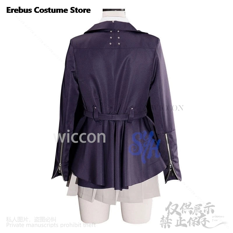 Kirifuji Nozomi Cosplay Game The Hundred Anime Costume Purple Pu Punk Coat Jk Kawaii Uniform Dress Lovely Japanese Girls Lolita