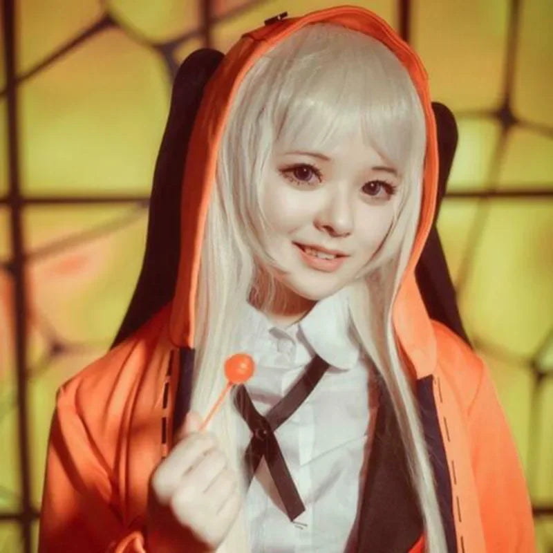 Anime Halloween Costume Runa Cosplay Yumeko Cosplay Costume School Uniform Bunny Ears Hoodie Hooded Jacket Coat Women Girl