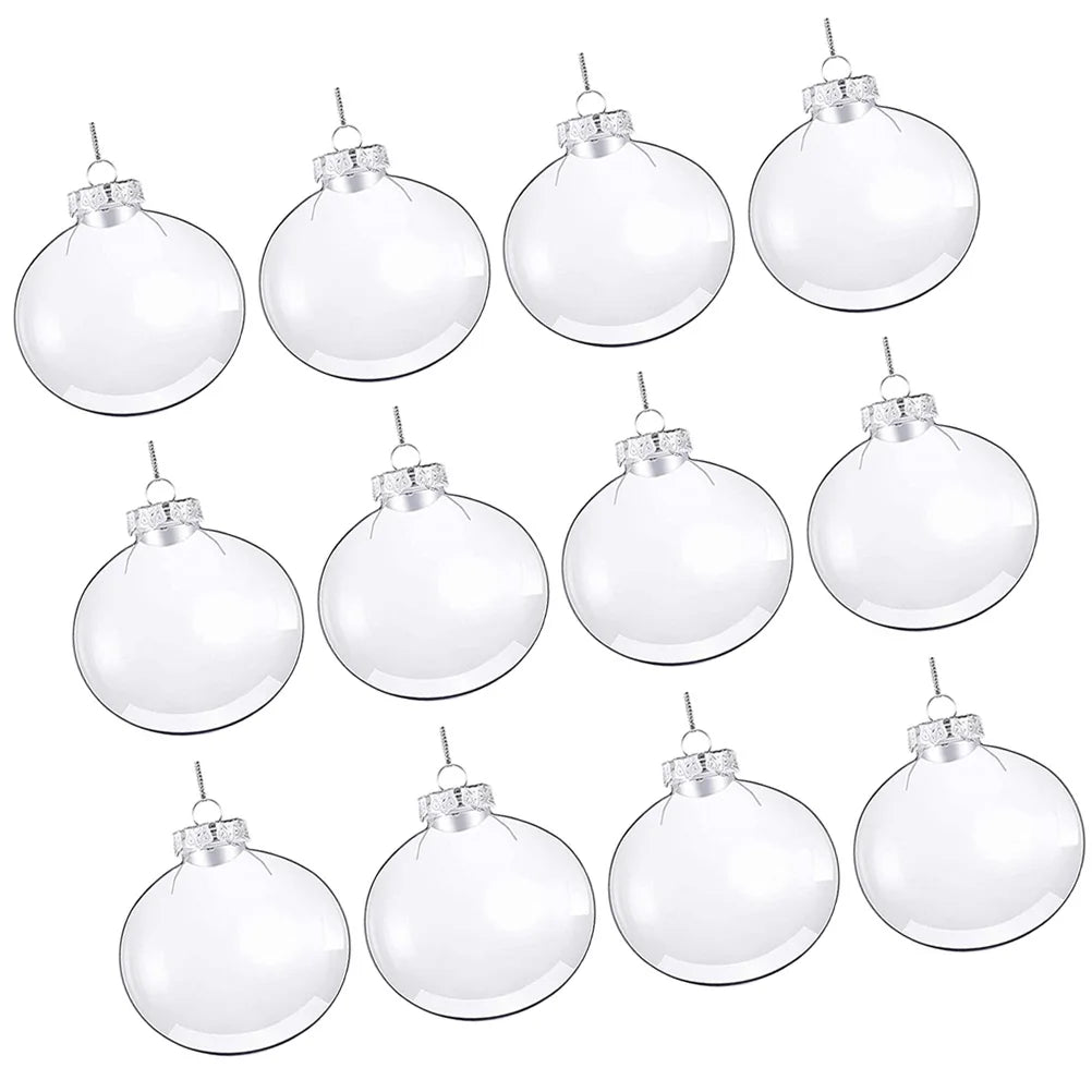 12pcs DIY 60mm Transparent Clear Bauble Fillable Balls Christmas Tree Balls Christmas Tree Hanging Decor Xmas Party