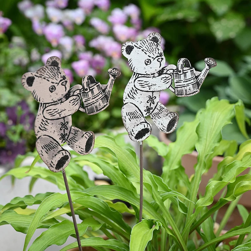 Retro Iron Animal Flower Stake Balloon Ornament Horticultural Groceries Garden Decor Rustic Balcony Plant Markers for Flowerpot