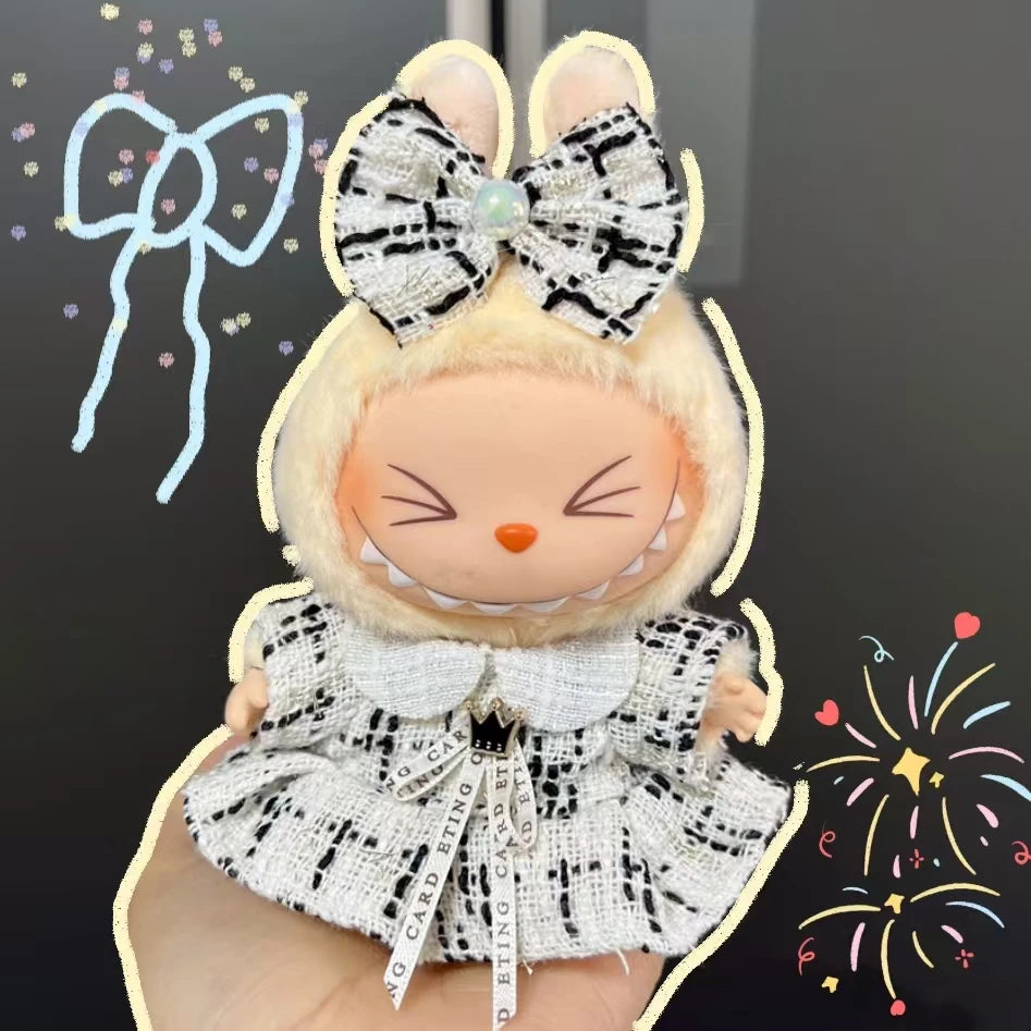 Cute Clothes for 17cm Labubu Doll Fashion V1V2 Idol Clothing DIY Kids Gift Dress for Labubu Cloak Clothes Hair Dolls Accessories