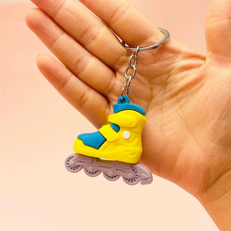 1PC Cartoon Roller Skates Shoes Keychain DIY Jewelry Men Boy grils Souvenir Party Gifts