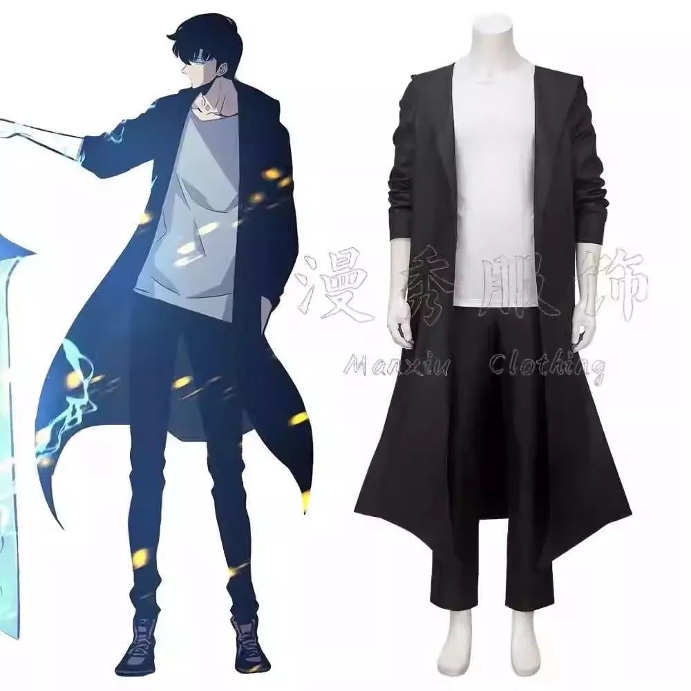 Anime Knight Killer Sung Jin-woo  Jinwoo Cosplay Costume WigShun Mizushino Trench Coat Woemen Men Halloween Custom Size