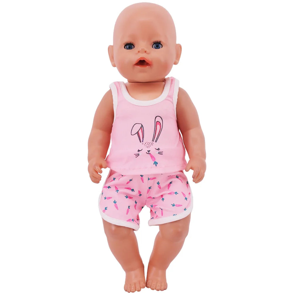 43Cm Baby Doll Clothes Accessories Pink Series Pajama Swimsuit for 18inch Girl American & 43 cCm Baby Reborn Doll,Our Generation