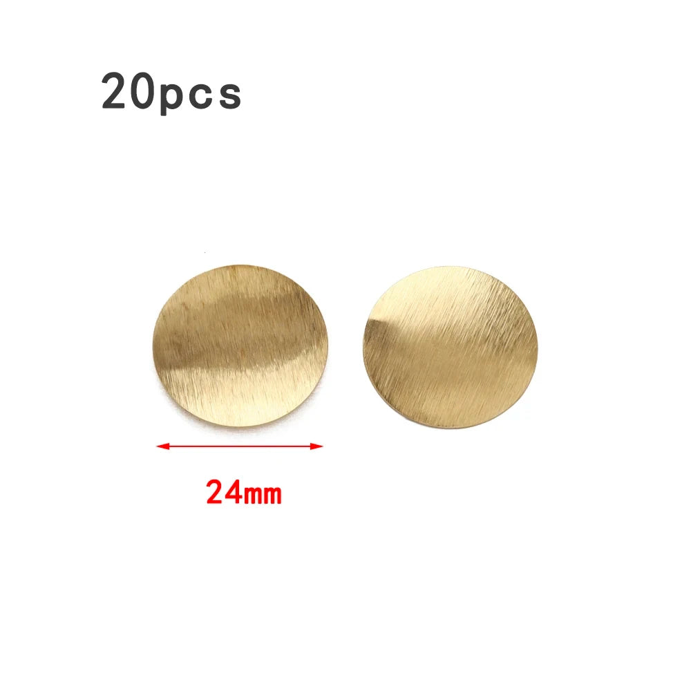Raw Brass Brushed Round Convex Dome Discs Pendant Charms for Diy Hammered Jewelry Stud Earring Bracelet Necklace Making Findings