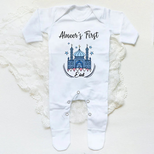 Personalized Eid Baby Romper Custom Name Infant Long Sleeve Sleepsuit Eid Ramadan Newborn Outfit Islamic Muslim Holiday Clothes