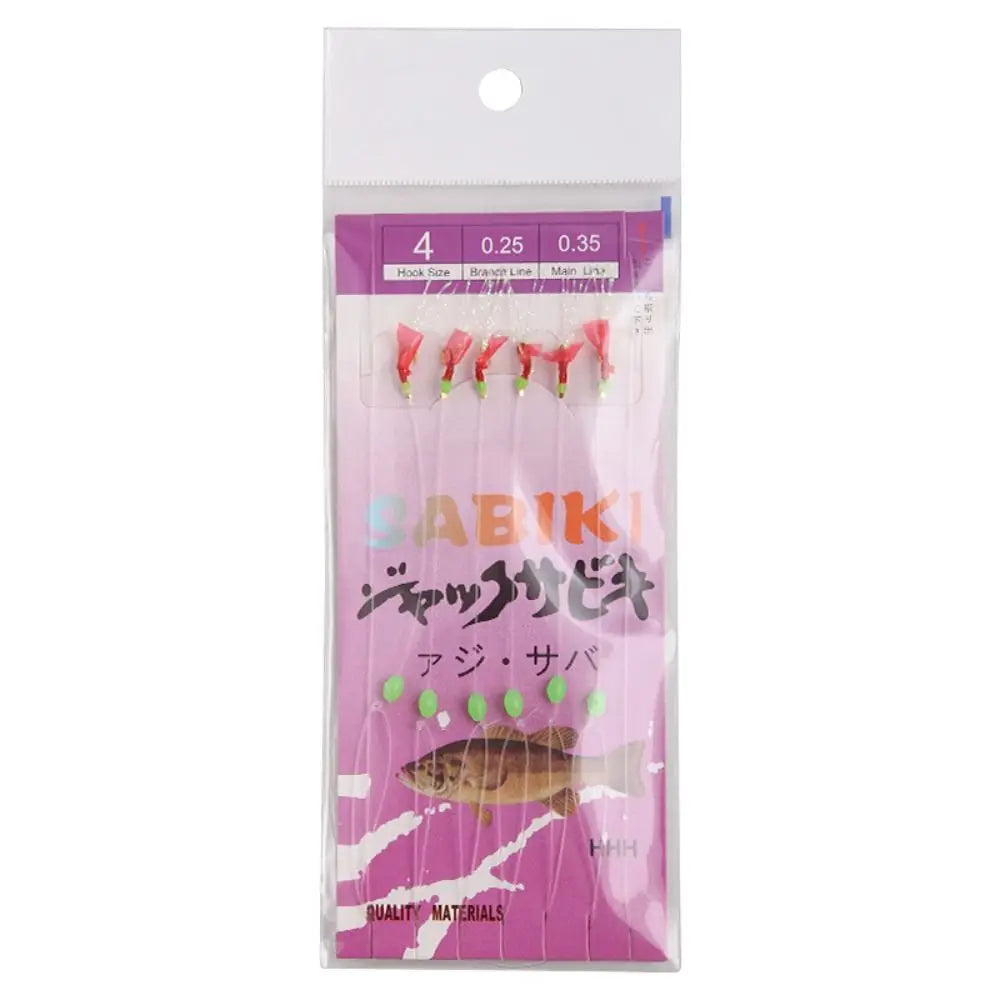 6pcs Luminous Bean Sabiki String Hook Rig Wobbler Rubber Bionic String Hook 10 Sizes Lure Bait Tackle for Sea/Freshwater Fishing