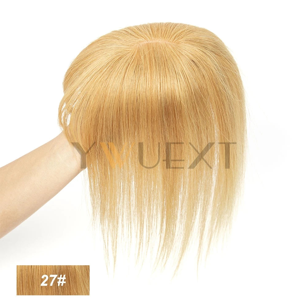 Clip In Hair Pieces Toppers 8"-12" Natural Human Hair Extensions Piece Brown Color Women With Bangs 8x12cm Base