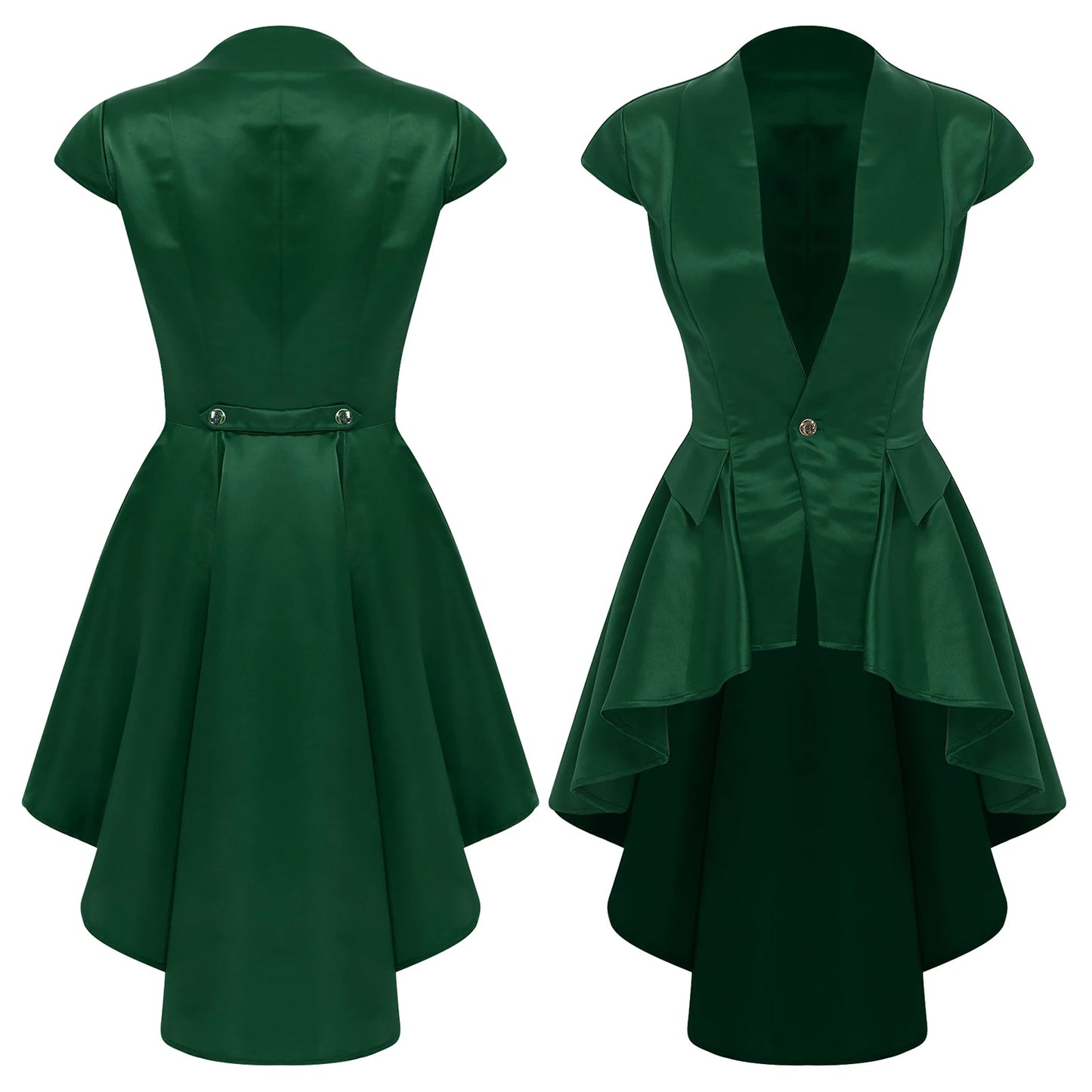 Women Medieval Renaissance Vampire Cosplay Costume Victorian Waterfall Waistcoat Jacket Gothic Steampunk Tail Coat for Halloween