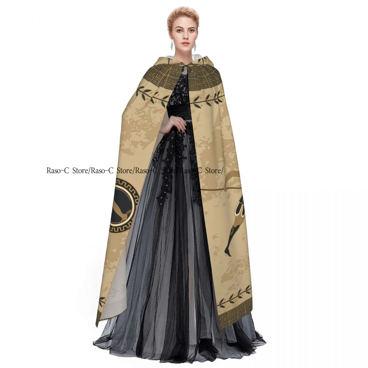 Unisex Adult Ancient Greek Fighting People Cloak with Hood Long Witch Costume Cosplay