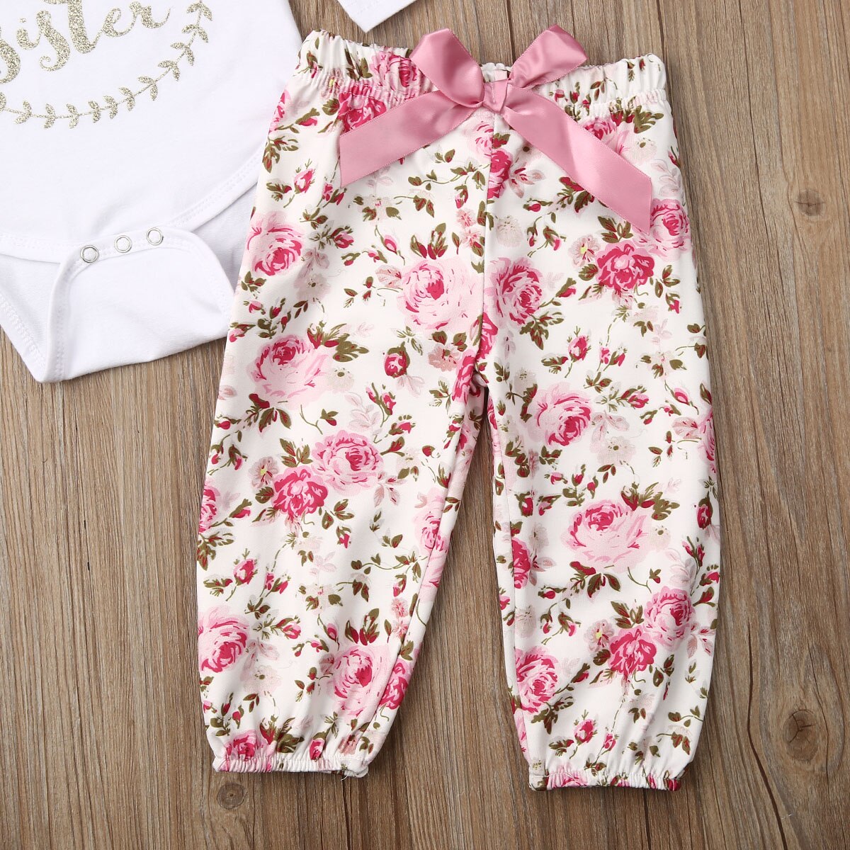 4PCS Kid Baby Girl Clothes Sets Letter Long Sleeve