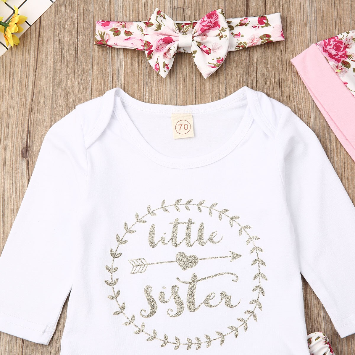 4PCS Kid Baby Girl Clothes Sets Letter Long Sleeve