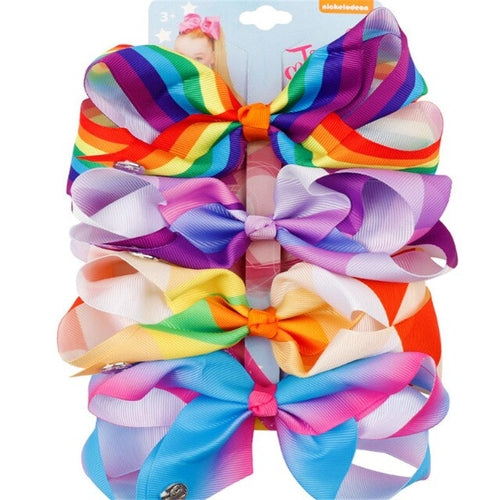 4Pcs Sets Grosgrain Ribbon Hair Bow With Clip For