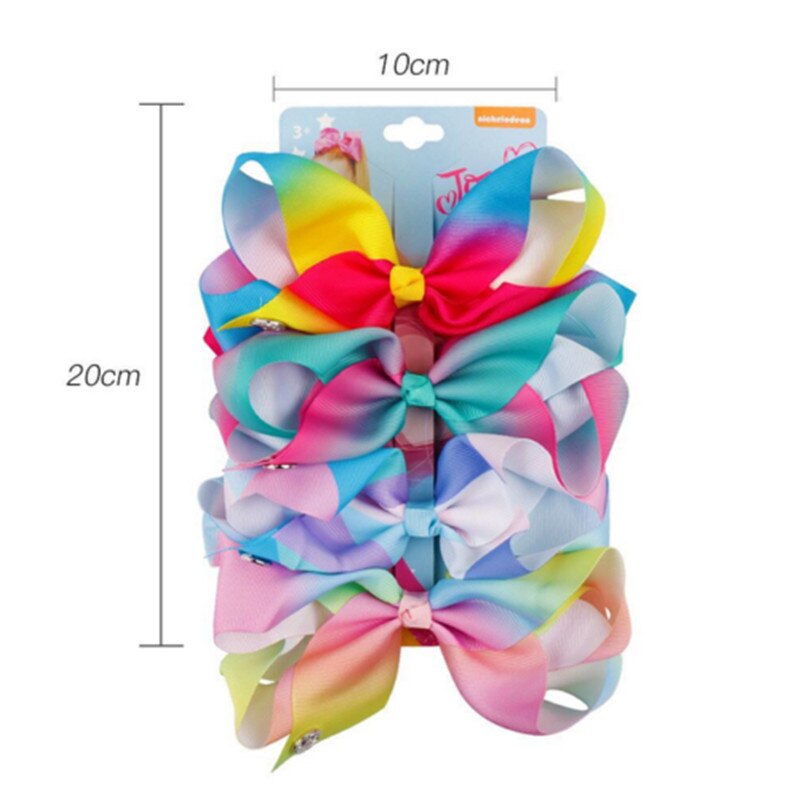 4Pcs Sets Grosgrain Ribbon Hair Bow With Clip For