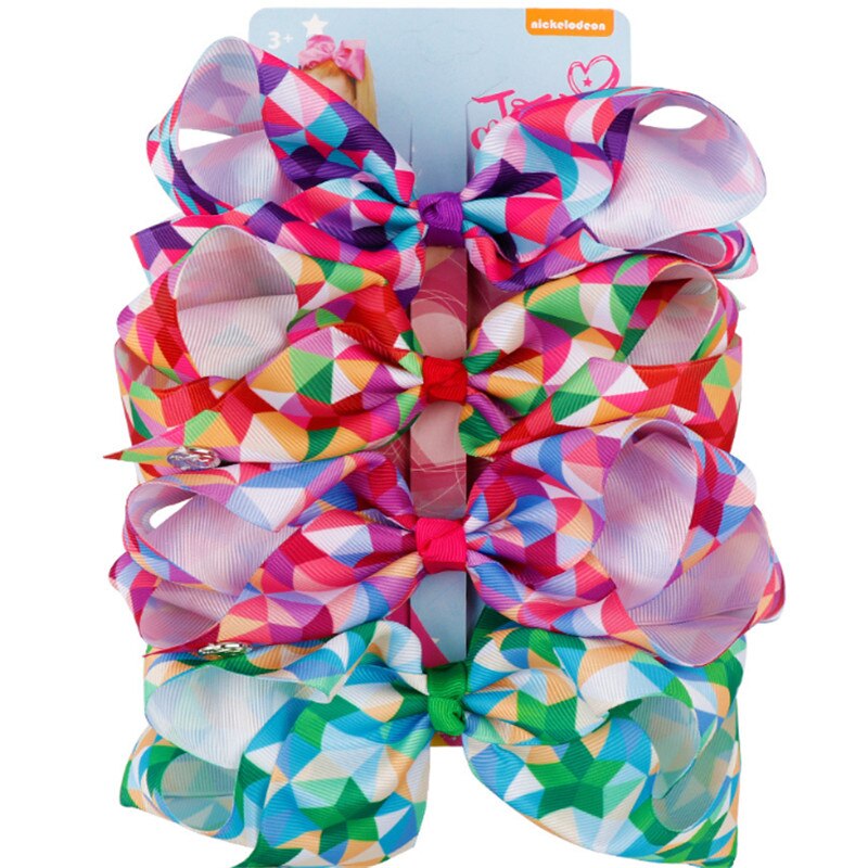 4Pcs Sets Grosgrain Ribbon Hair Bow With Clip For