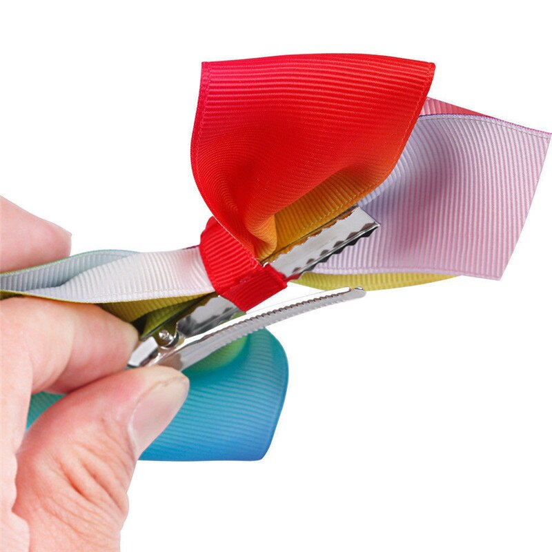 4Pcs Sets Grosgrain Ribbon Hair Bow With Clip For