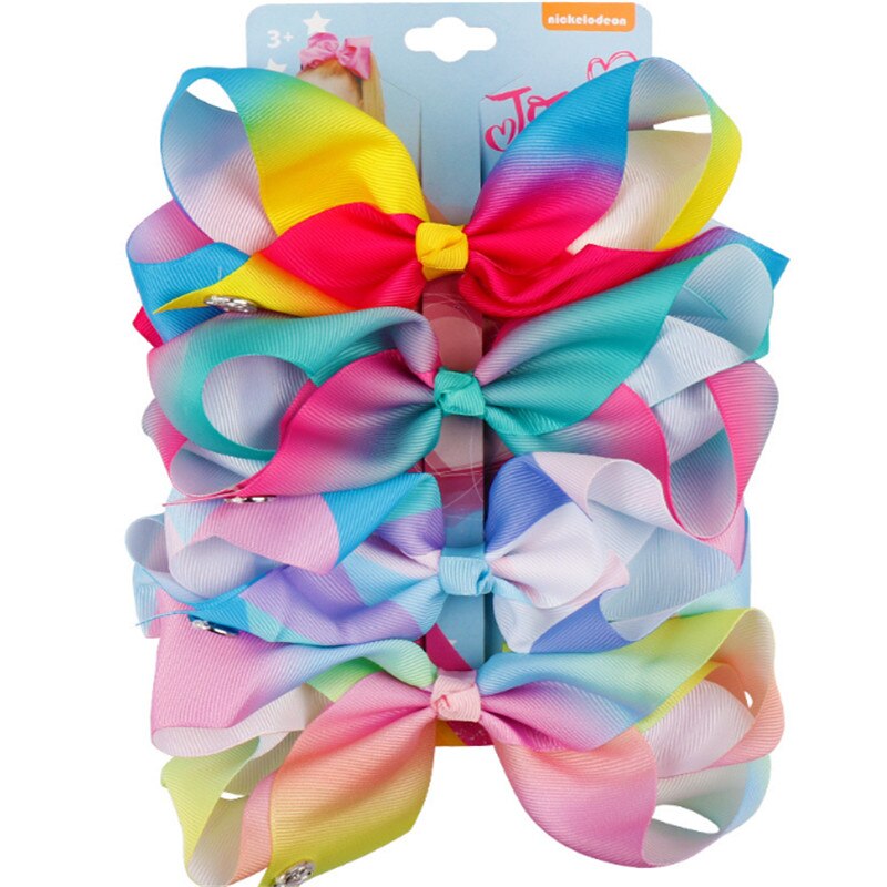 4Pcs Sets Grosgrain Ribbon Hair Bow With Clip For