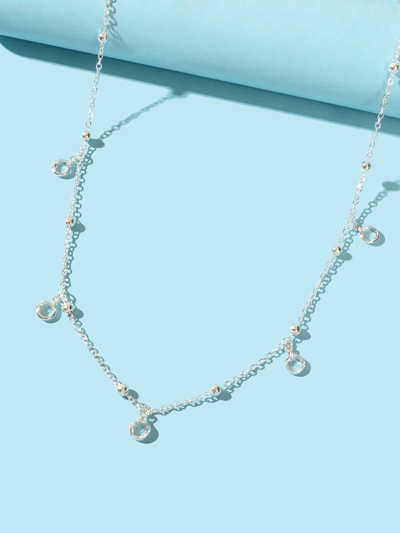 Minimalist Beach Bikini Silver Body Chain Beads Charms Sexy Belly