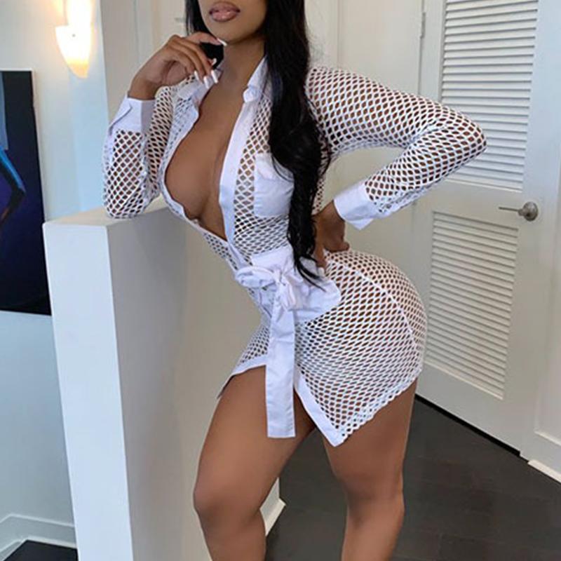 Sexy white mini short neon dress Women night party club
