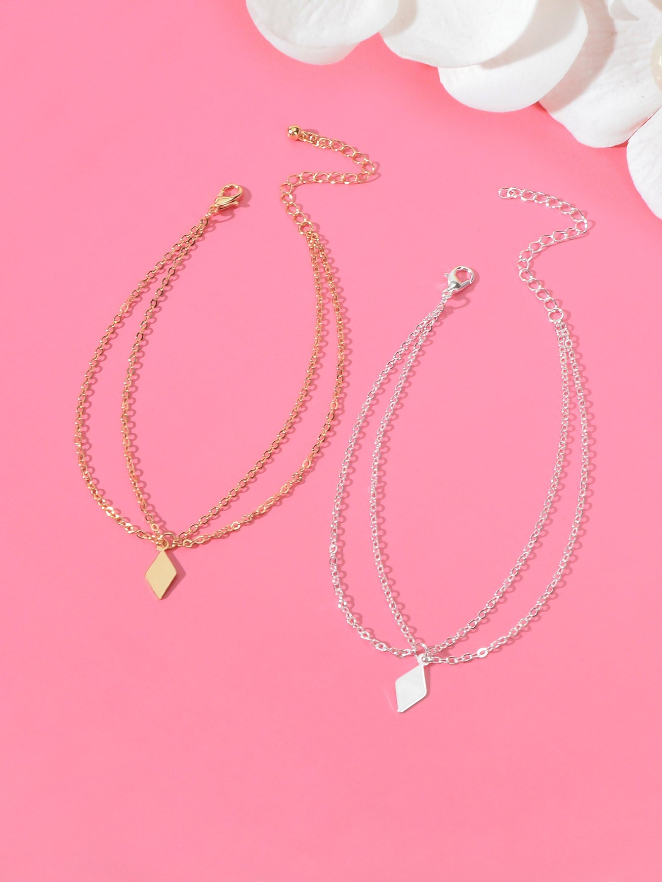 2pcs Valentine's Gift Layered Anklets Matching Couple Best Friend Foot