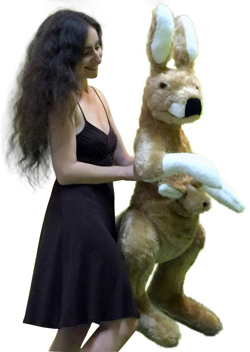 American Made Big Stuffed Kangaroo 42 Inches Tall With Baby in Pouch